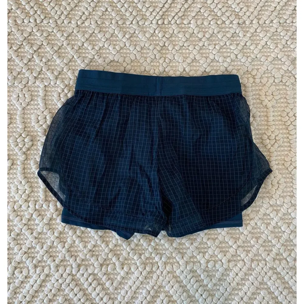 Nike Running Division Dri-FIT 2-in-1 Shorts Armory Navy Grid Pattern Size Medium